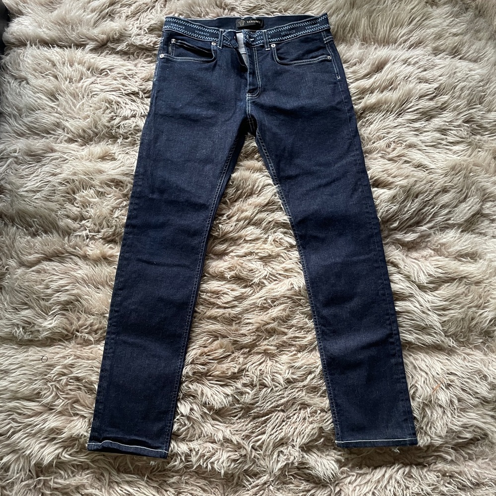 Versace mens jeans dark blue taylor fit 32x32 equivalent slim fit